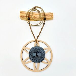 OBSIDIAN DREVO ŽIVLJENJA medaljon makrame